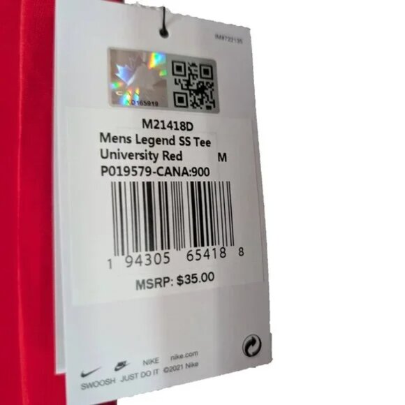 NWT Nike Legend Red Canada Hockey Short Sleeve T-Shirt Sz Medium - Picture 4 of 5